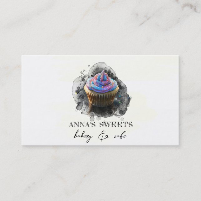 *~* Cupcake Shop 3 QR Social Media Bäckerei Visitenkarte (Vorderseite)