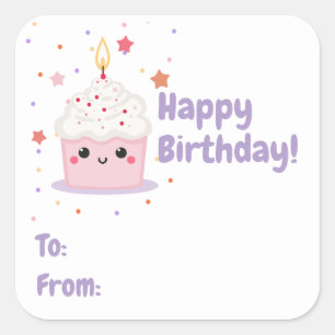 Cupcake Smile Birthday Quadratischer Aufkleber