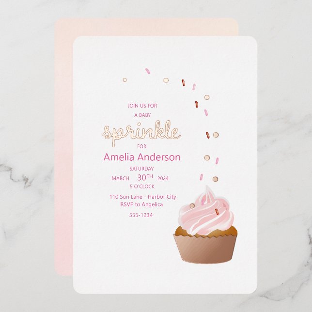 Cupcake Sprinkle Babydusche Einladungen (Vorderseite/Rückseite)