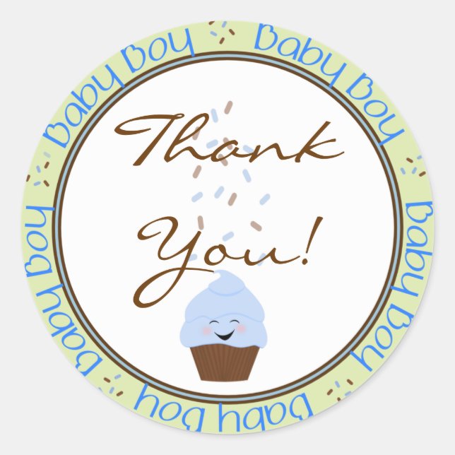 Cupcake Sprinkles Baby Boy Sticker (Vorderseite)