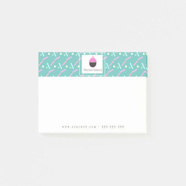 Cupcake Sprinkles Bakery Cake Business Logo Post-it Klebezettel (Vorderseite)