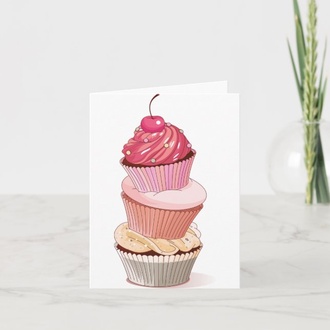 Cupcake Stack-Mitteilungskarten Karte (Vorderseite)