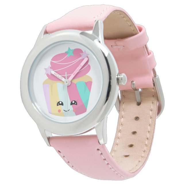 Cupcake - Stahllederüberwachung Armbanduhr (Schrägansicht)