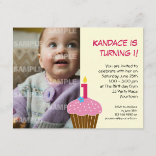 Cupcake sucré 1er anniversaire Invitation