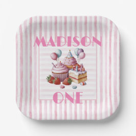 Cupcake Sweet Birday Party Mädchen Watercolor ONE Pappteller