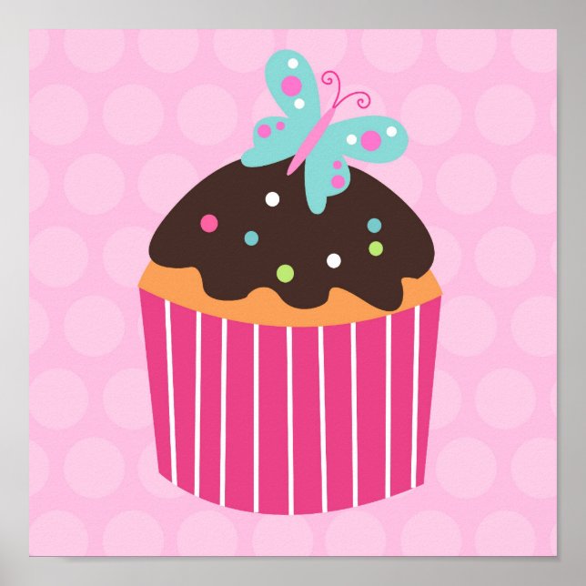 Cupcake Sweet Kids Kinderzimmer Mauer Kunstdrucke Poster (Vorne)