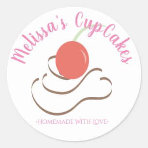 CupCake Swirl Kirsch Selbstgebackene Bäckerei Runder Aufkleber
