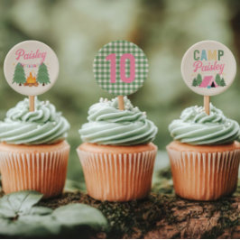Cupcake Toppers, gedrucktes Camping von Mädchen