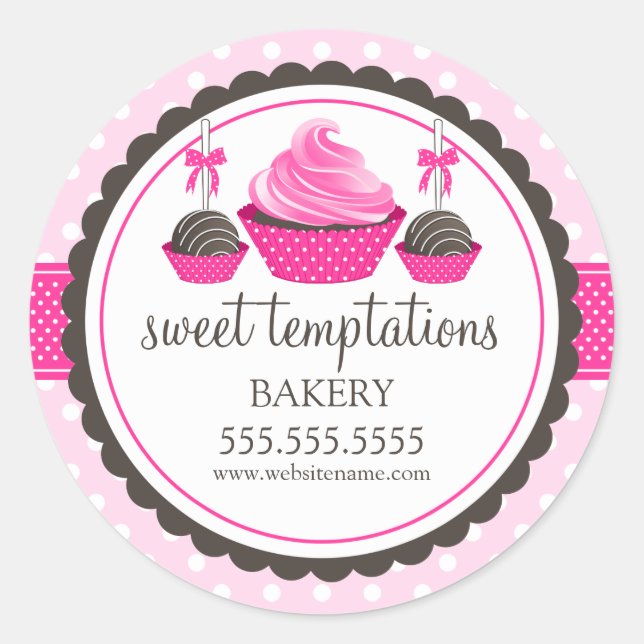 Cupcake und Cake Pops Bäckerei Box Siegel Runder Aufkleber (Vorderseite)