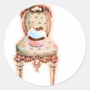 Cupcake und Stuhl Vintage Sticker Tags