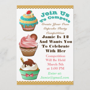 Cupcake Wars Bake Off Birthday Multi Color Einladu Einladung