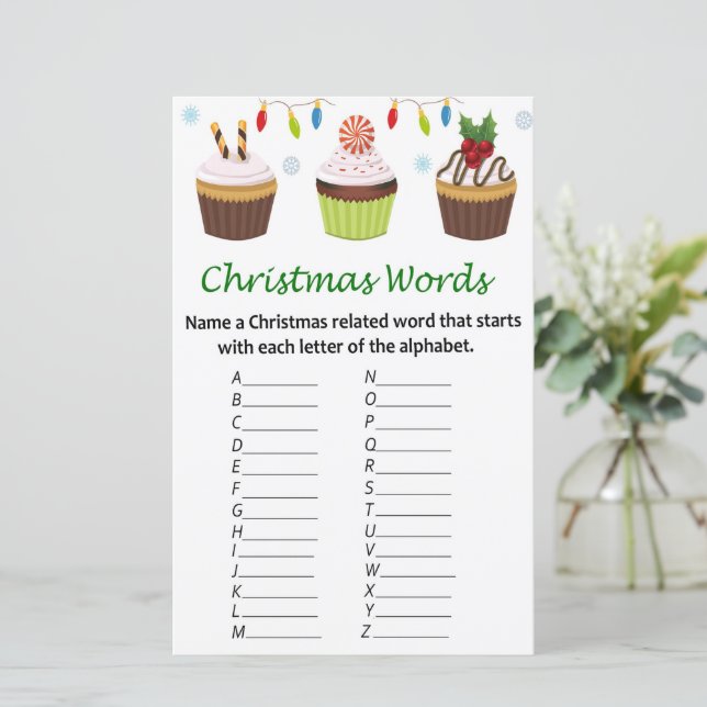 Cupcake Weihnachtsworte Spiel (Stehend Vorderseite)