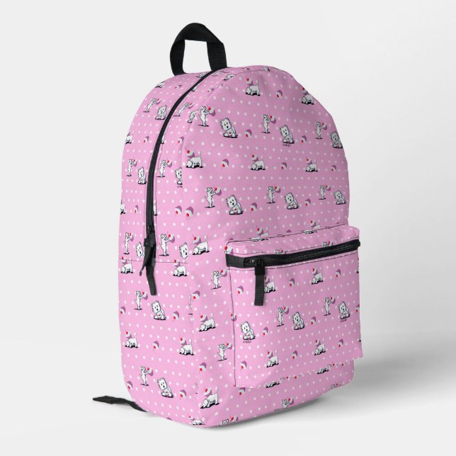 Cupcake Westies KiniArt gedruckter Backpack Bedruckter Rucksack (Rückseitige Ecke links)