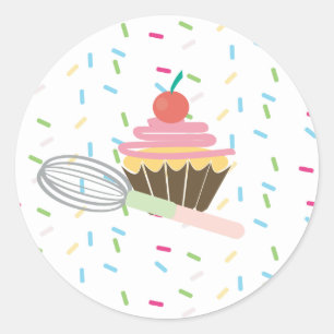 Cupcake Whisk Logo Streusel Belohnung Runder Aufkleber