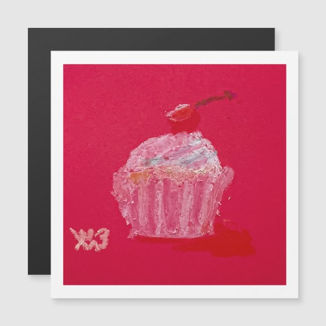 Cupcake with strawberry Frosting Magnetkarte (Vorne/Hinten)