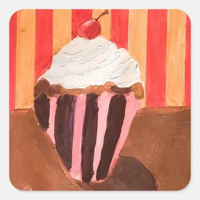 Cupcake with Vanilla Frosting Quadratischer Aufkleber (Vorderseite)