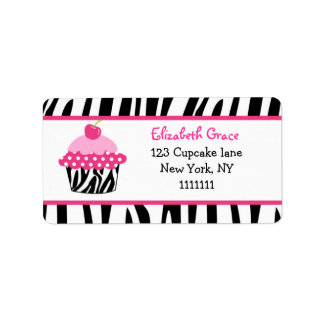 Cupcake Zebra Print Rücksendeadressen-Aufkleber Adressaufkleber