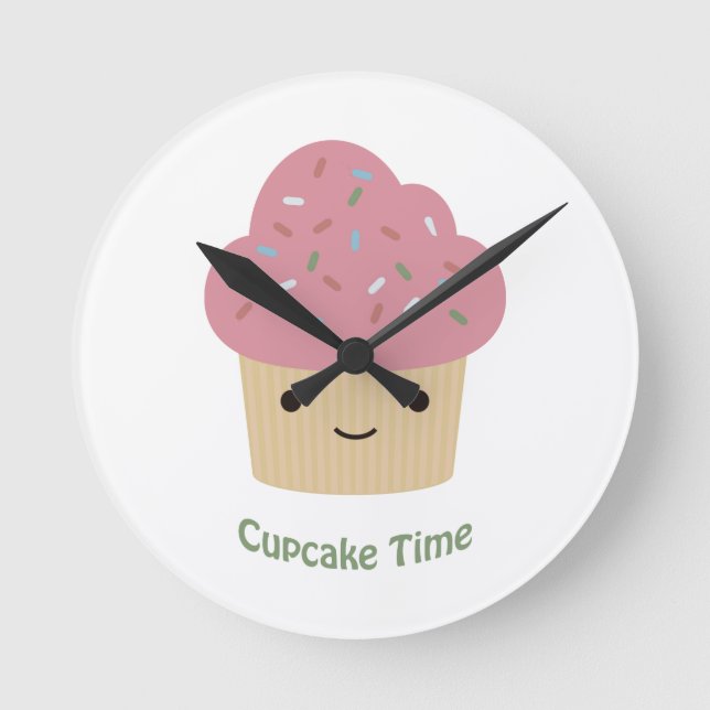 Cupcake‑Zeit! Runde Wanduhr (Vorderseite)