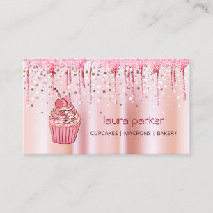 Cupcake Zuhause Bäckerei Konditoi Rose Gold Drippi Visitenkarte