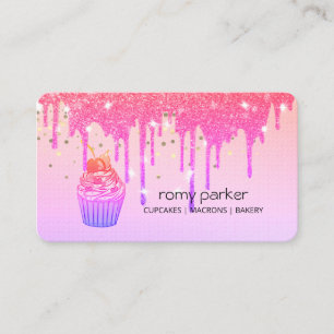 Cupcake Zuhause Bäckerei Konditorei Rosa Tropfen Visitenkarte