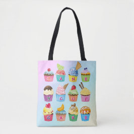 Cupcakes Add your Name Monogram Delicious Leckerei Tasche