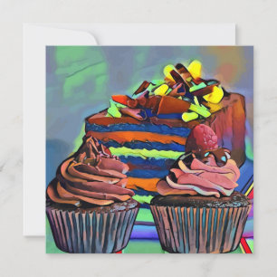 Cupcakes and cake Still life Abstract Art