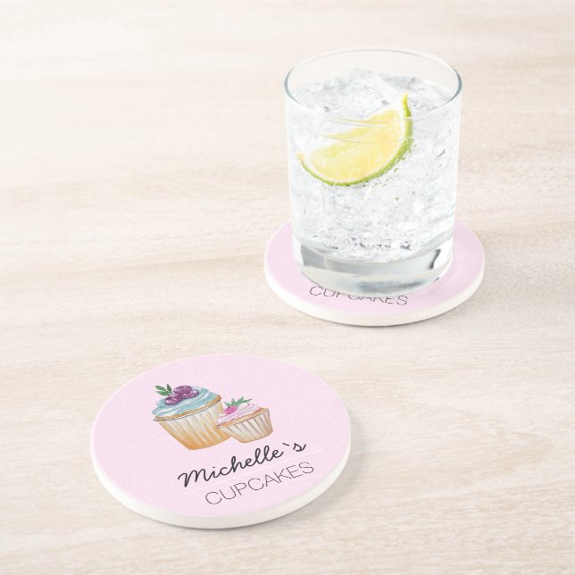 CupCakes And Fruits Watercolor Getränkeuntersetzer (Seite)