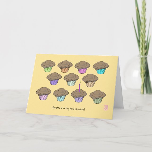 Cupcakes auf Mais - Vorteile der Schokolade Geburt Karte (Vorderseite)