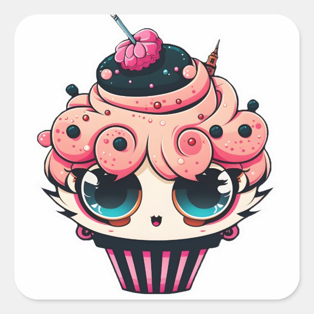 Cupcakes-Aufkleber Quadratischer Aufkleber (Vorderseite)