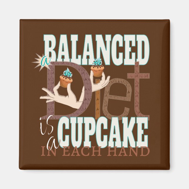 Cupcakes Ausgewogene Ernährung - Gesunder Spaß Magnet (Vorne)