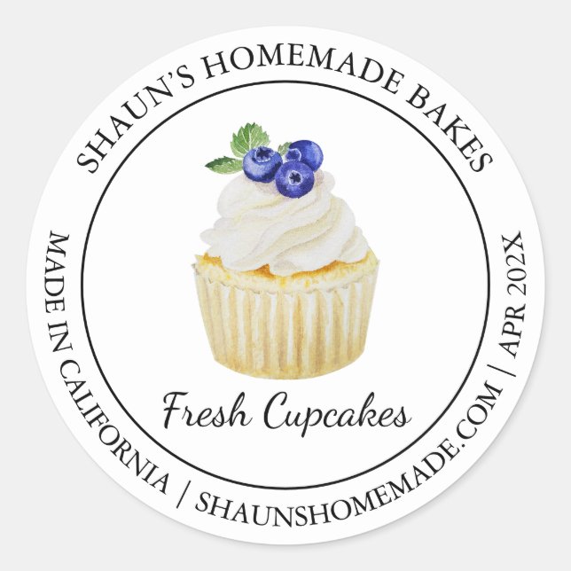 Cupcakes Backen Modernes Label Runder Aufkleber (Vorderseite)