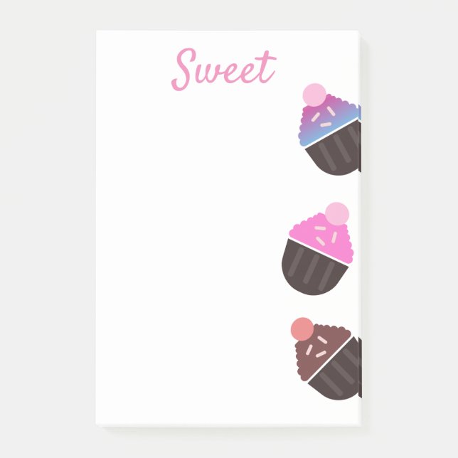 Cupcakes Bäckerei Süßer Zuckerguss Nachhinweise Post-it Klebezettel (Vorderseite)