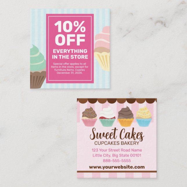 Cupcakes Bakery Coupon Card Sonderangebot Verkauf (Vorne/Hinten)