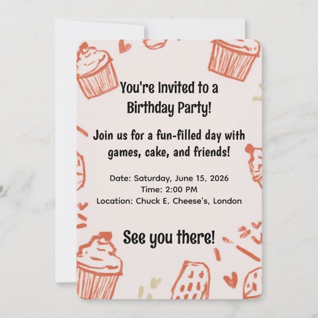 Cupcakes Birthday Girly Invitation Sweet Party (Devant)