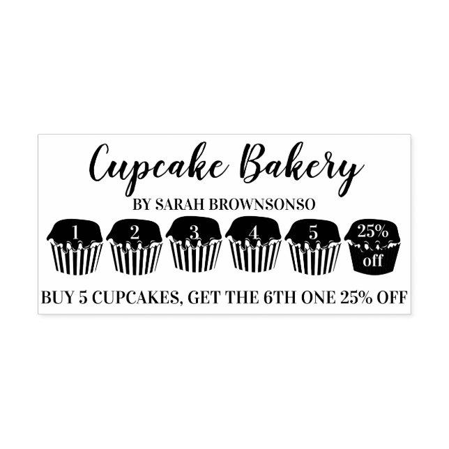 Cupcakes Buchen Sie fünf erhalten einen Rabatt Bäc Permastempel (Design)