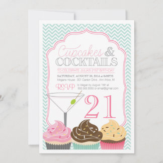 Cupcakes & Cocktails Erwachsene Einladung zum Gebu