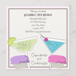 Cupcakes & Cocktails Geburtstagseinladung Einladung