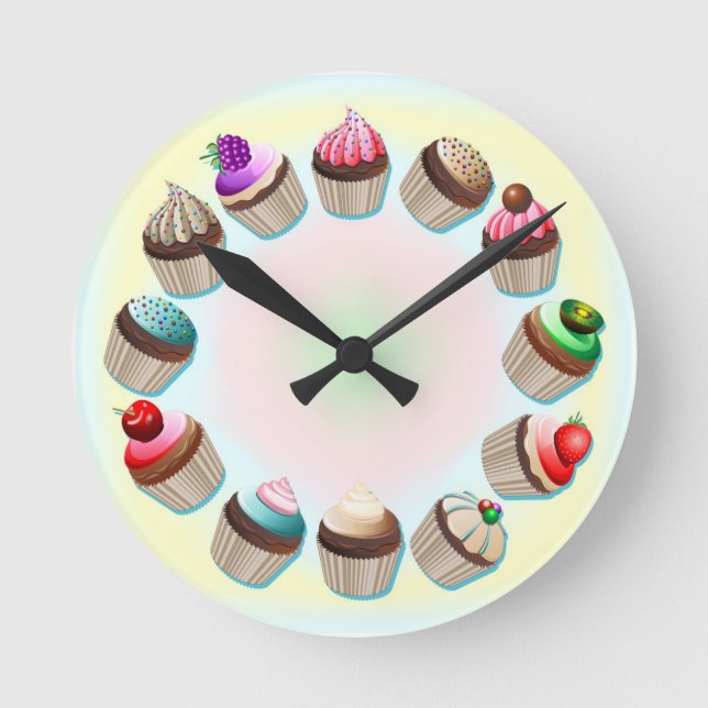 Cupcakes Colorful Circle Uhren (Vorderseite)