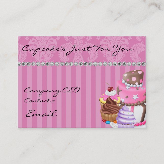 Cupcake's Damask Design Business Card Diamanten Visitenkarte (Vorderseite)