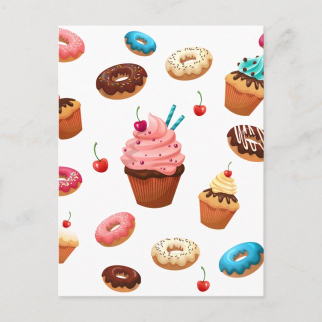 Cupcakes Donuts Postkarte (Vorderseite)