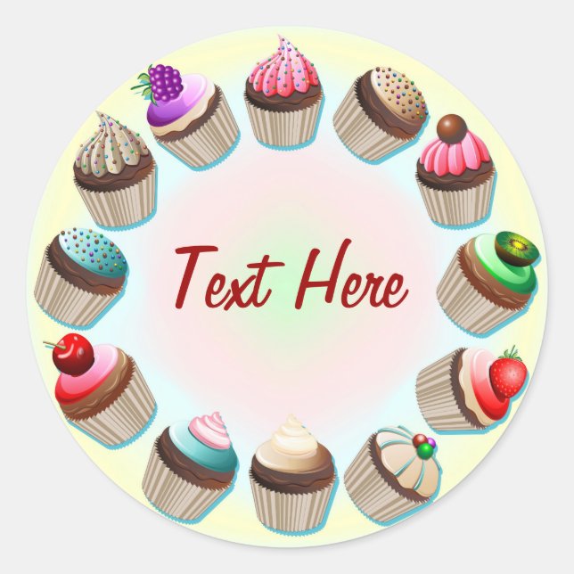 Cupcakes farbiger Circle Aufkleber (Vorderseite)