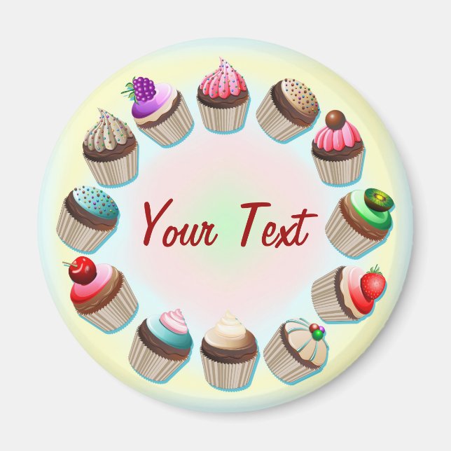 Cupcakes farbiges Circle Magnet (Vorne)