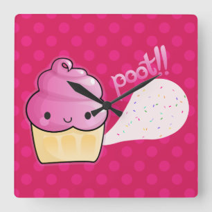 Cupcakes Furz Sprinkles Rosa Quadratische Wanduhr