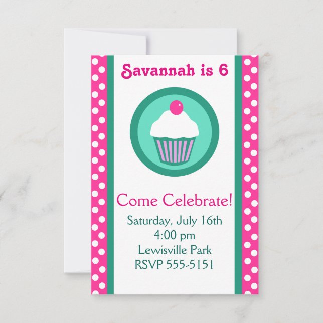 Cupcakes Geburtstagseinladung Einladung (Vorderseite)