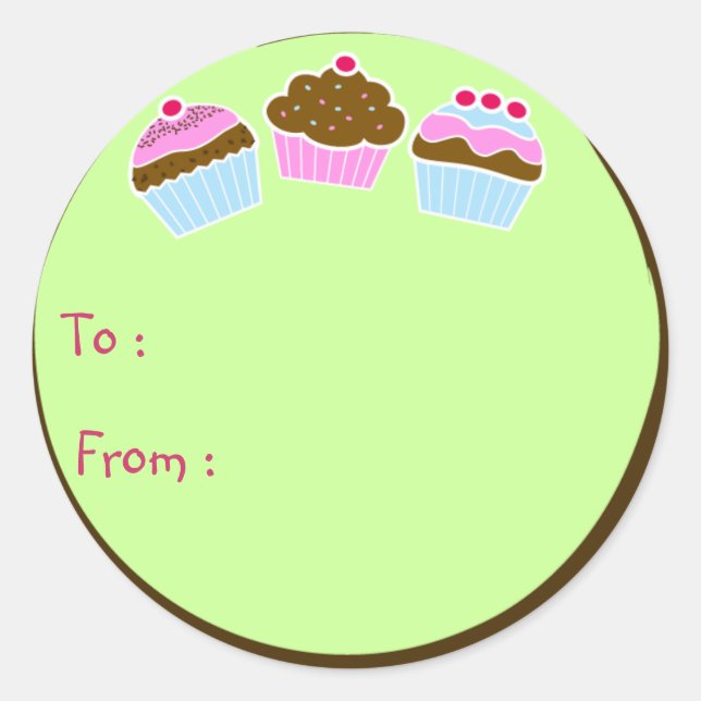 Cupcakes-Geschenkstift Runder Aufkleber (Vorderseite)