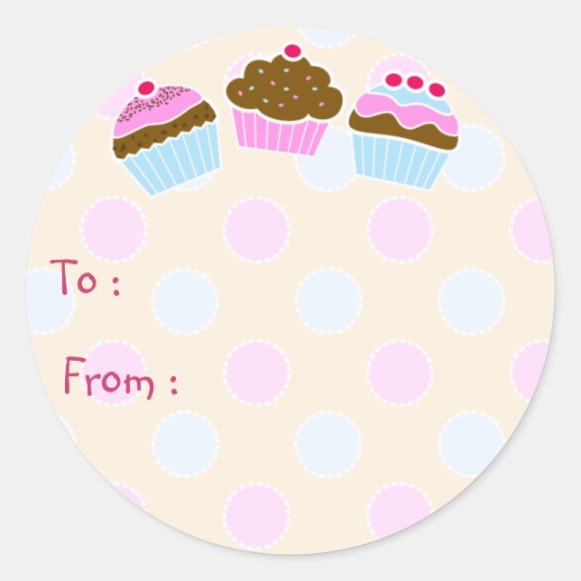 Cupcakes-Geschenkstift Runder Aufkleber (Vorderseite)