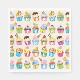 Cupcakes Glücklich Geburtstag Fügen Sie Ihren Na Serviette