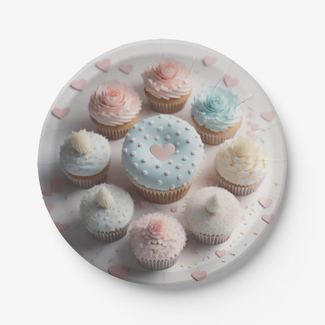 Cupcakes Herz Pappteller (Vorderseite)