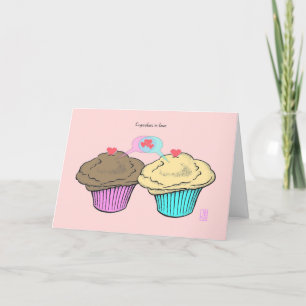 Cupcakes in Liebe ChocoCustardPinkBlue Valentine Karte