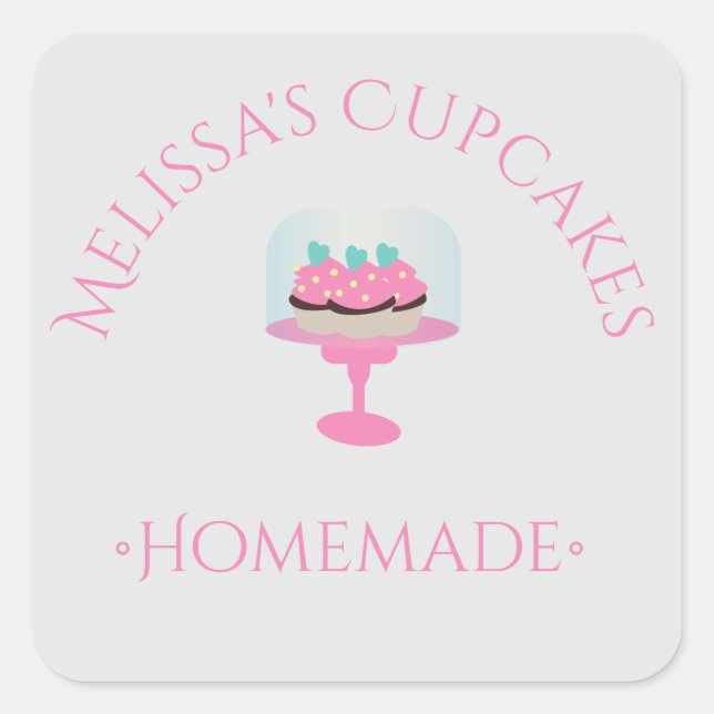 Cupcakes-Logo Aufkleber für hausgemachte Bäckereie (Vorderseite)